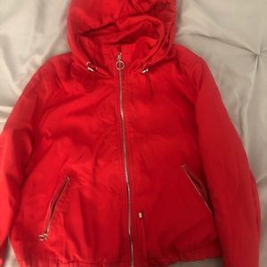 Red rain jacket